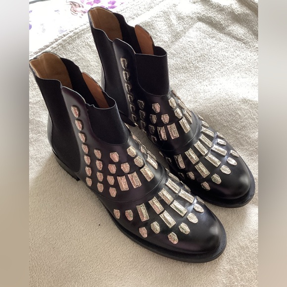 Samuel Failli Black and Silver Studded Ankle Booties - Picture 2 of 13